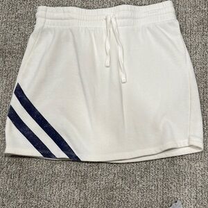 Grayson Threads White Skirt with Navy Stripes